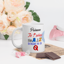 Mug personnalisable prénom mug amoureux drôle avec cœur pastel