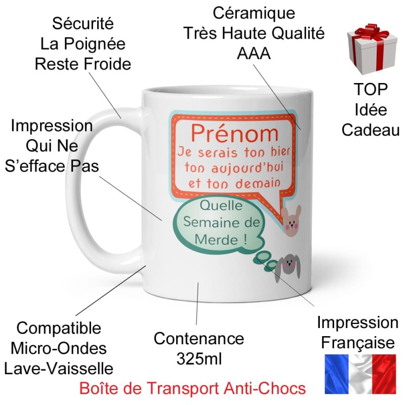 Tasse personnalisée mug lapins message drôle amoureux