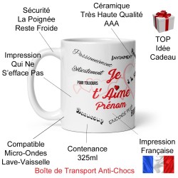 mug personnalisé je t’aime tasse romantique et poétique