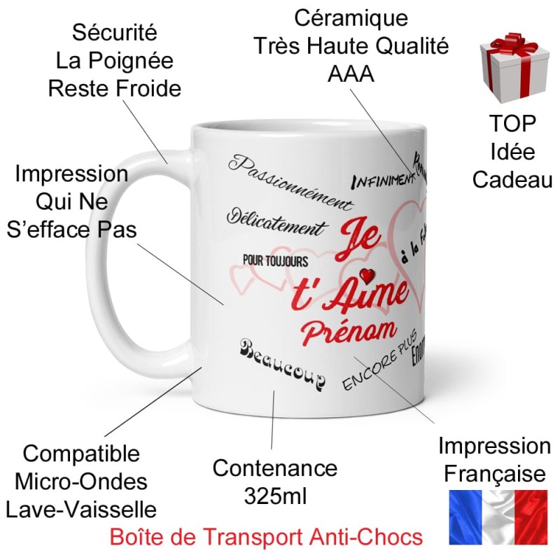 mug personnalisé je t’aime tasse romantique et poétique