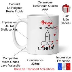 Tasse personnalisable mug je t’aime à l’infini avec cœur