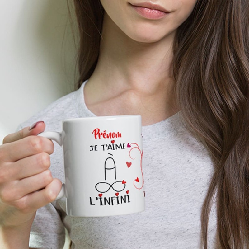 Tasse personnalisable mug je t’aime à l’infini avec cœur