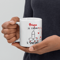 Tasse personnalisable mug je t’aime à l’infini avec cœur