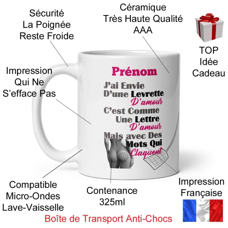 Tasse personnalisée mug coquin amoureux avec message drôle