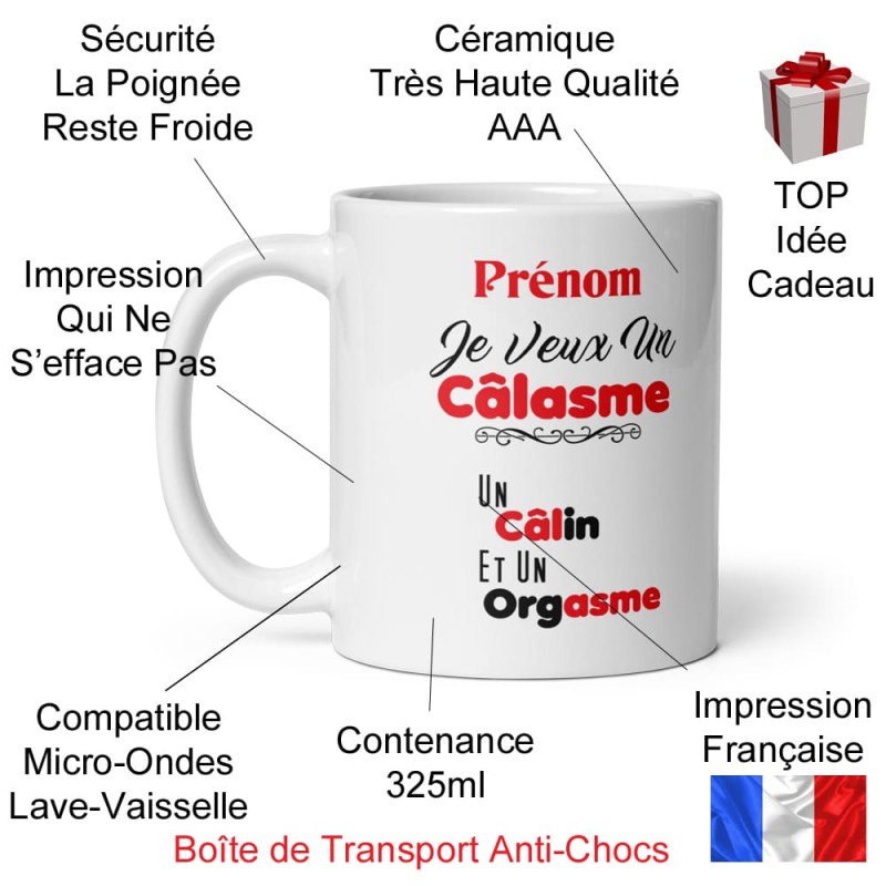 Mug drôle pour couple à personnaliser je veux un câlasme