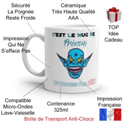 Tasse personnalisée monstre bleu mug drôle avec prénom