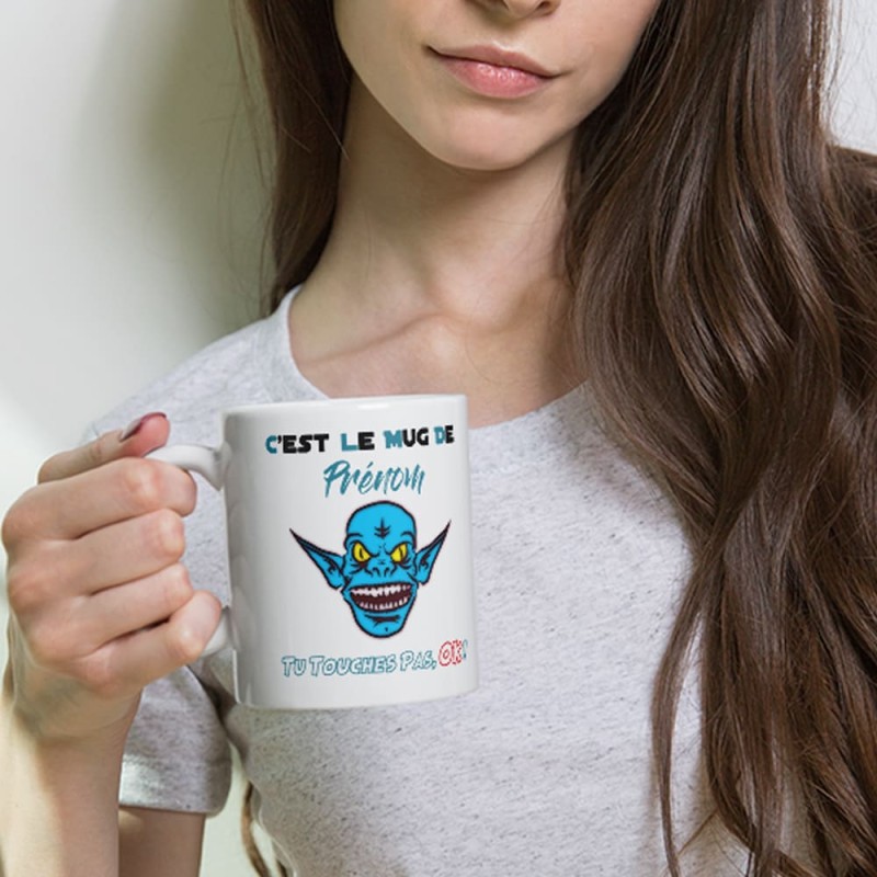 Tasse personnalisée monstre bleu mug drôle avec prénom