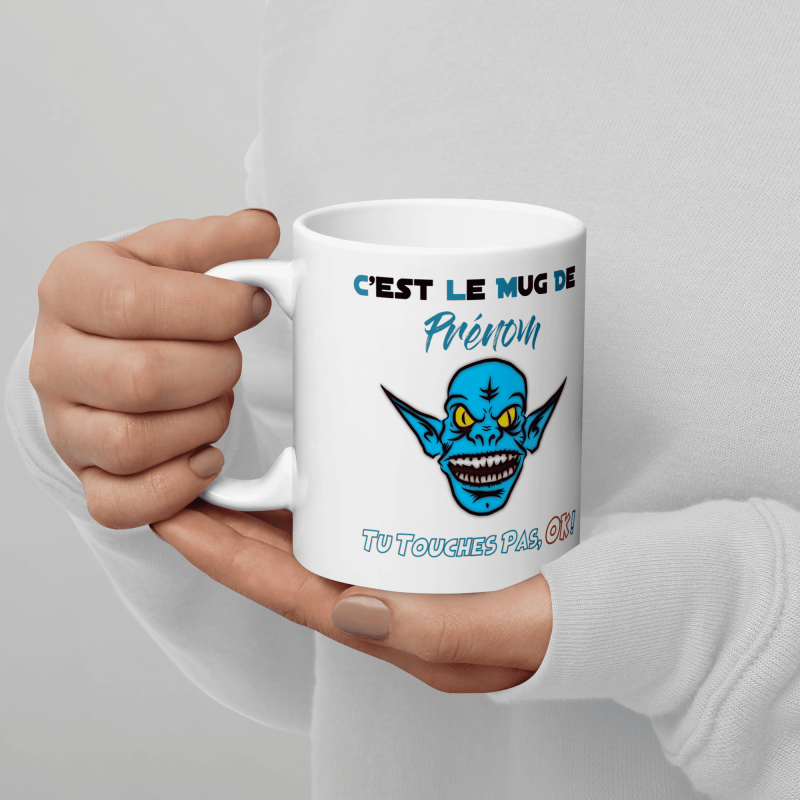 Tasse personnalisée monstre bleu mug drôle avec prénom