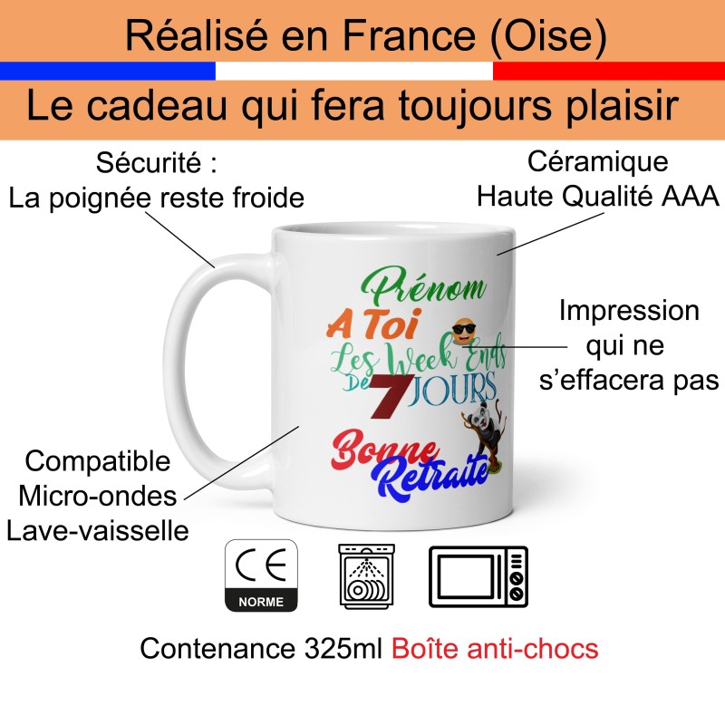 mug bonne retraite personnalisable avec prénom