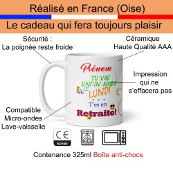 Tasse personnalisable pour retraite avec prénom