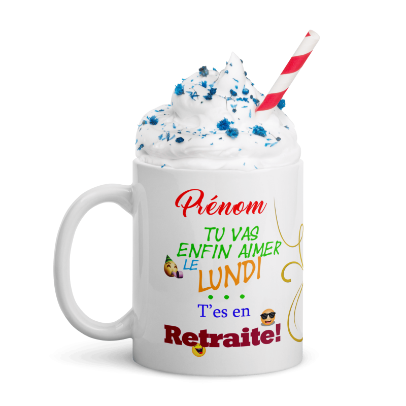 Tasse personnalisable pour retraite avec prénom