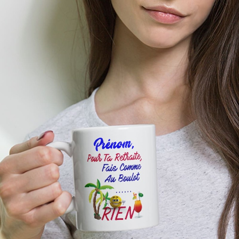 Tasse à personnaliser avec prenom pour retraite