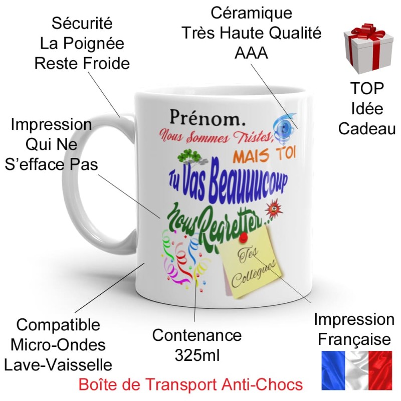 Tasse collègue départ personnalisée mug humour avec prénom