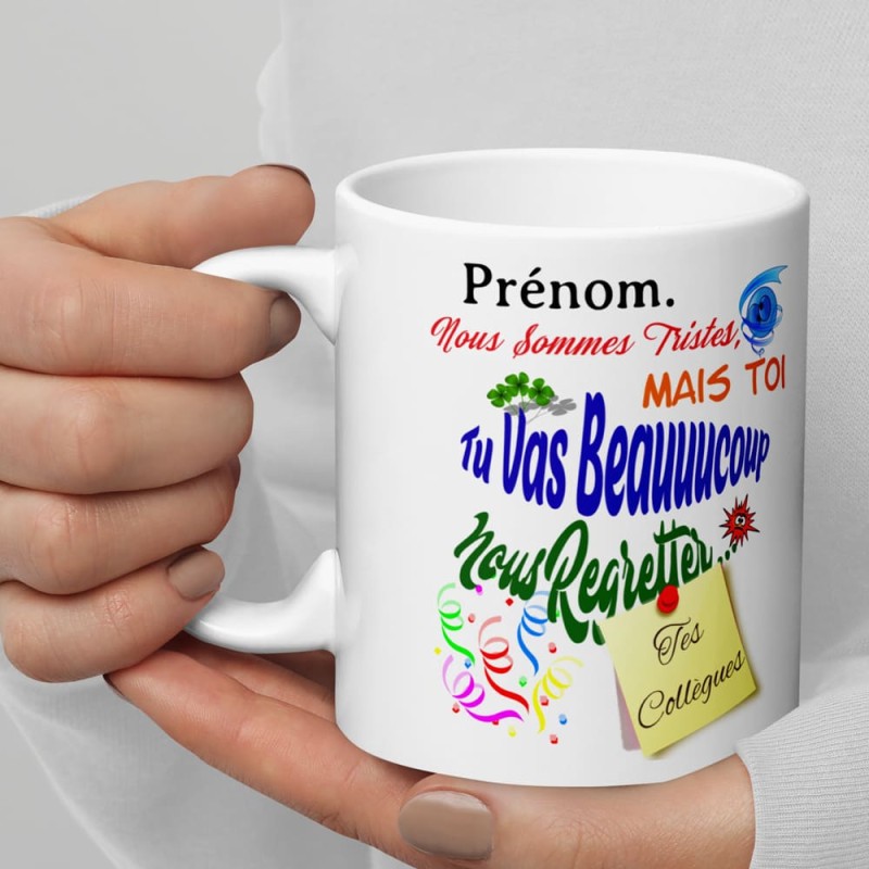 Tasse collègue départ personnalisée mug humour avec prénom