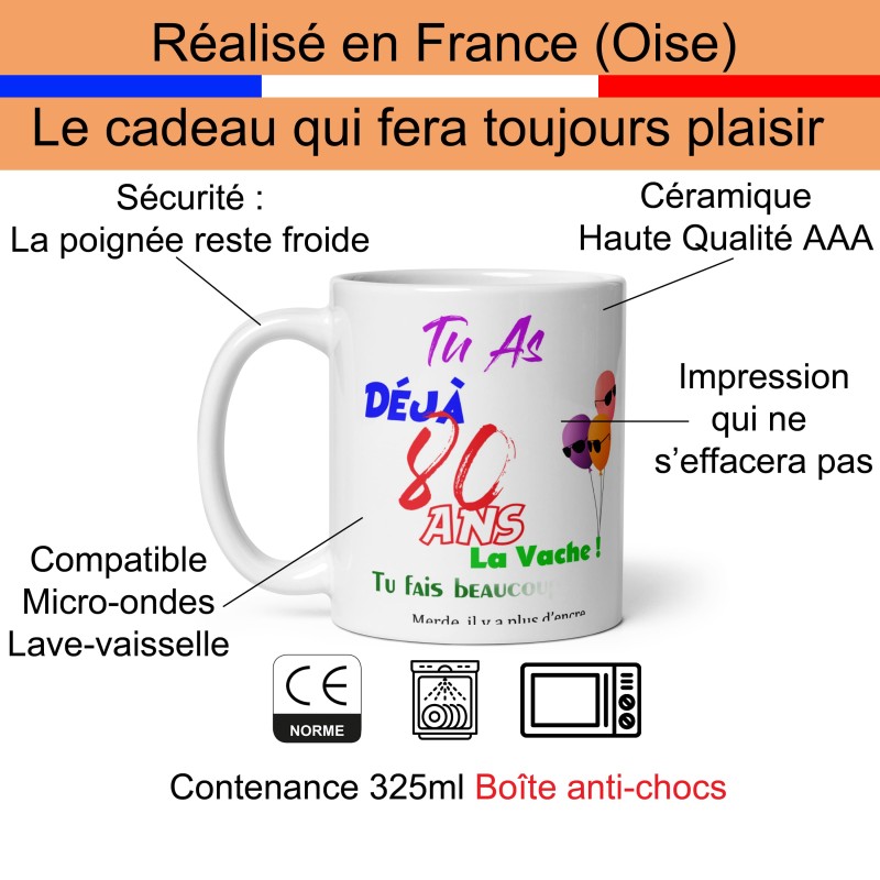 Mug 80 ans drôle personnalisé tasse anniversaire