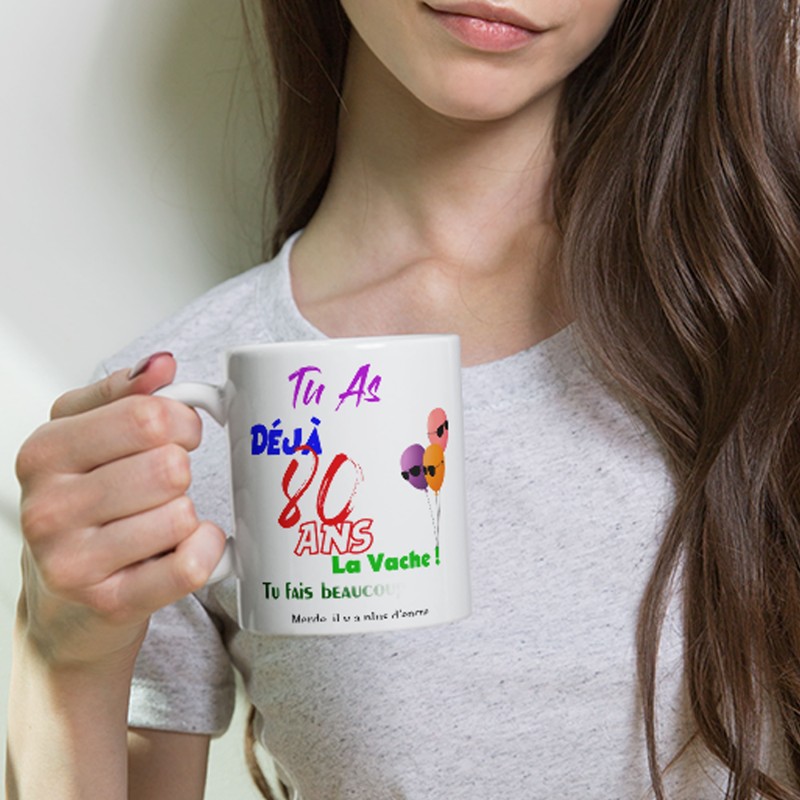 Mug 80 ans drôle personnalisé tasse anniversaire