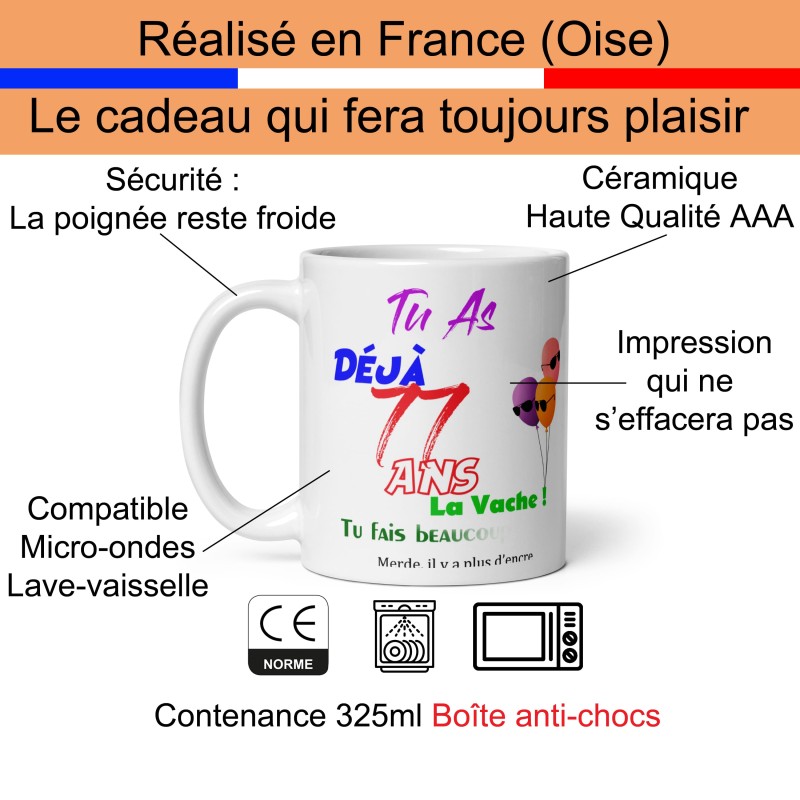 Tasse 77 ans drôle anniversaire mug rigolo