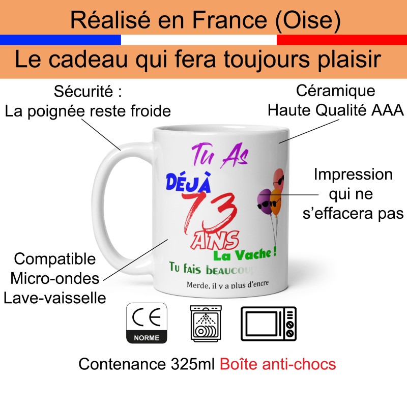 Mug 73 ans drôle anniversaire tasse marrante