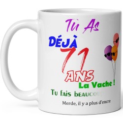 Mug anniversaire 71 ans effacé
