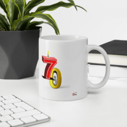 Mug anniversaire 70 ans drôle visuel en bougie