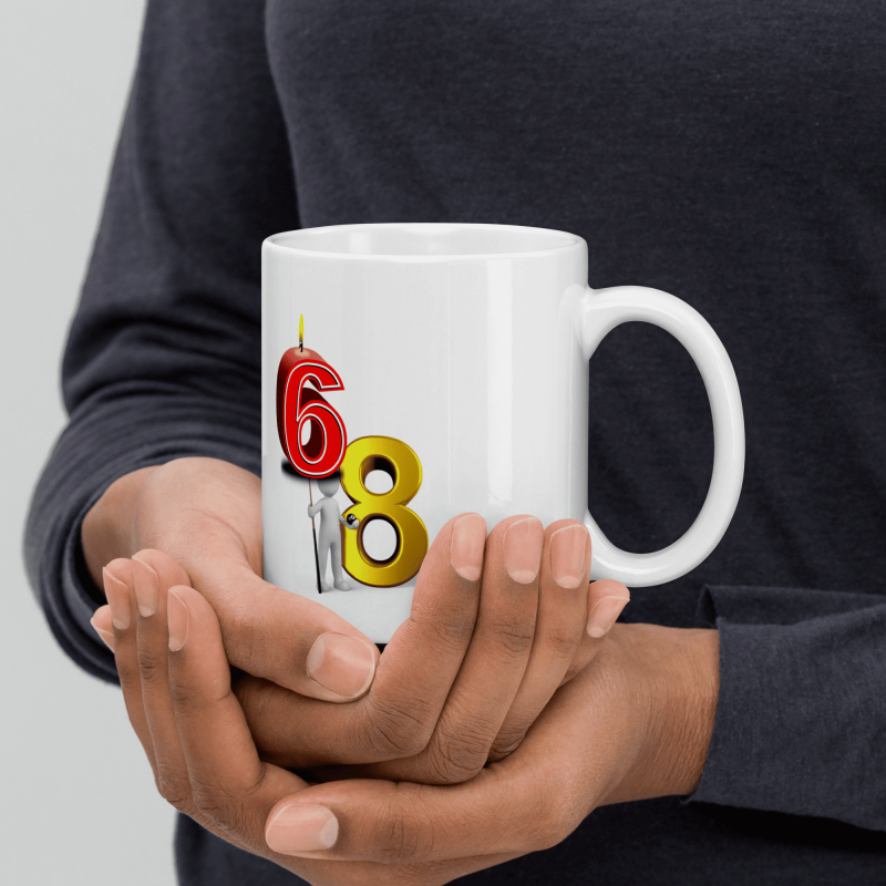 Mug anniversaire 68 ans drôle bougie