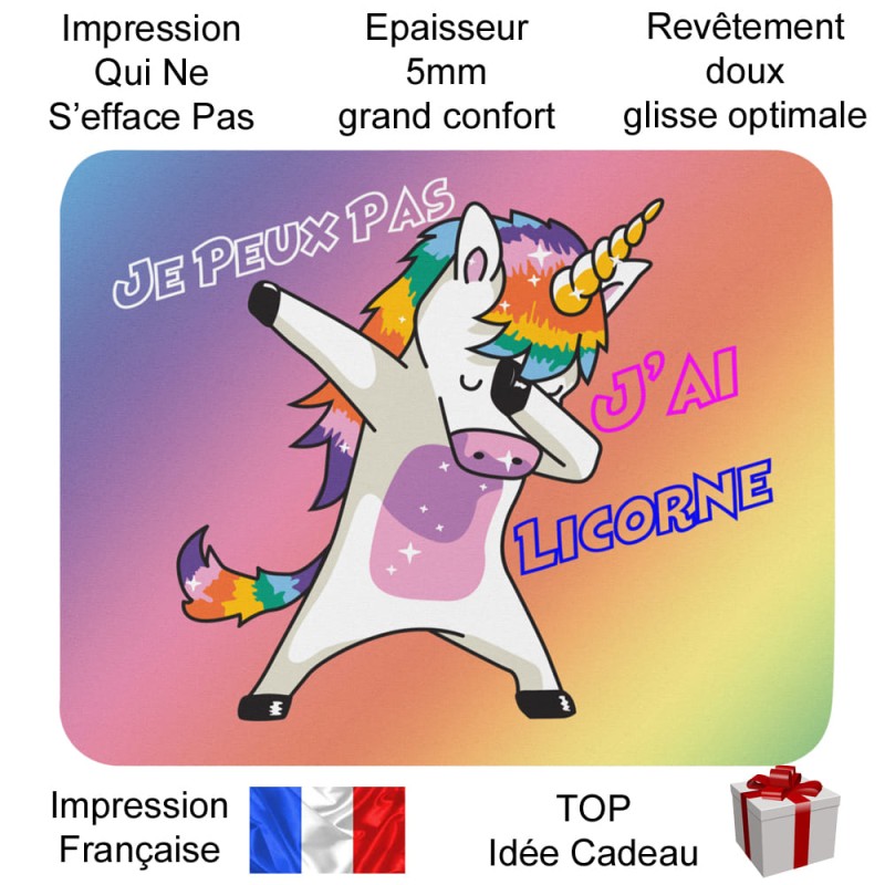 Tapis de souris licorne enfant couleurs vives idée cadeau