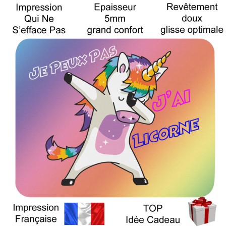 Tapis de souris licorne enfant couleurs vives idée cadeau