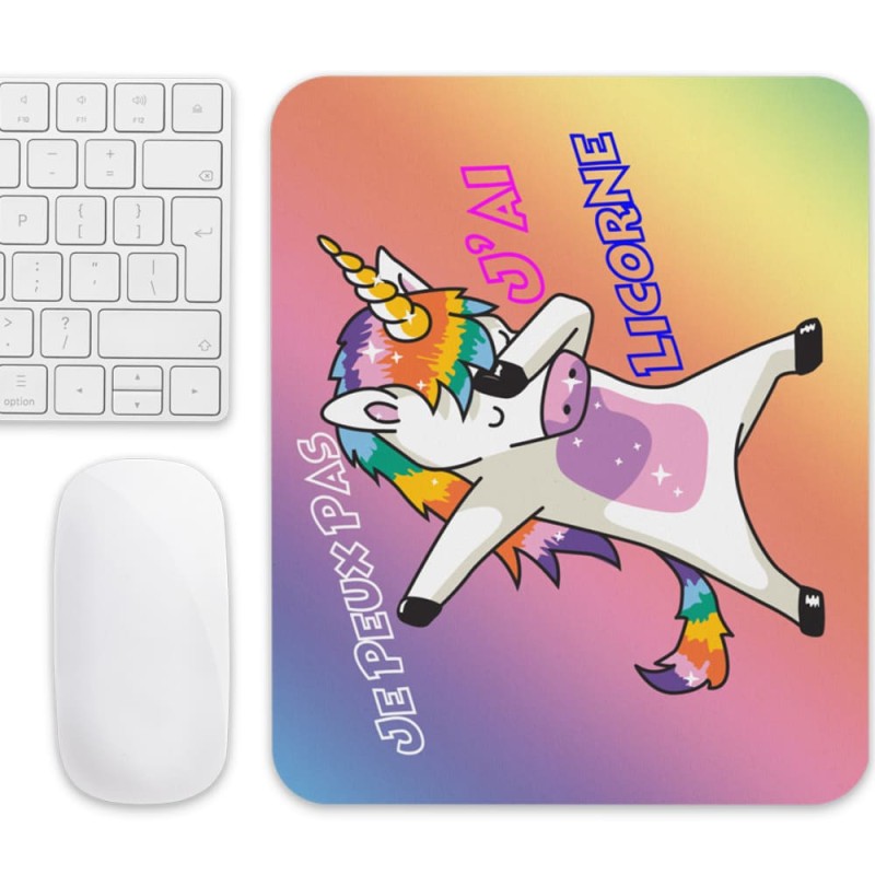 Tapis de souris licorne enfant couleurs vives idée cadeau