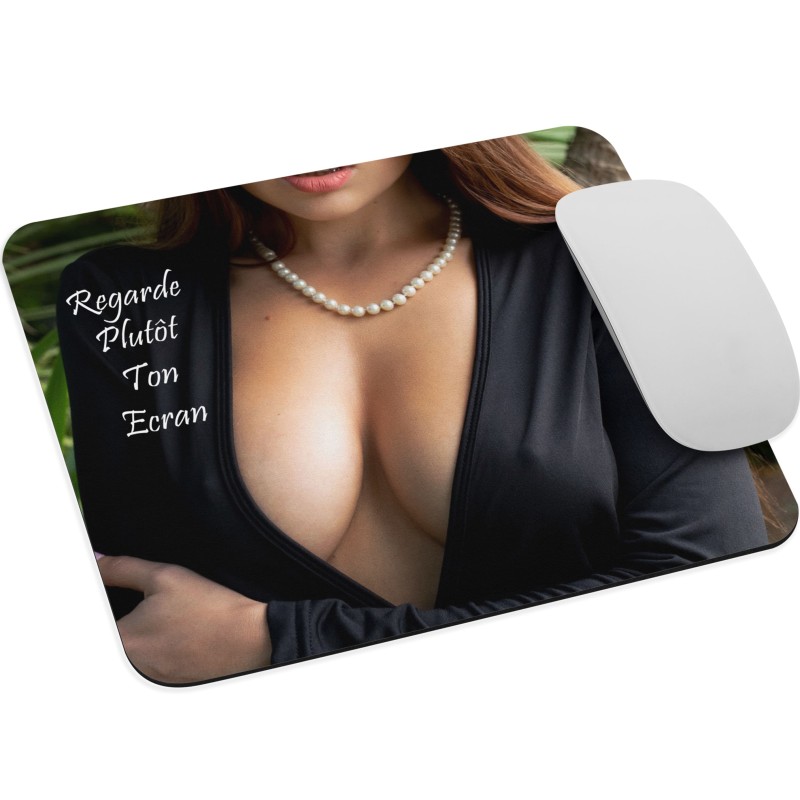 Tapis de souris sexy femme brune écran focus