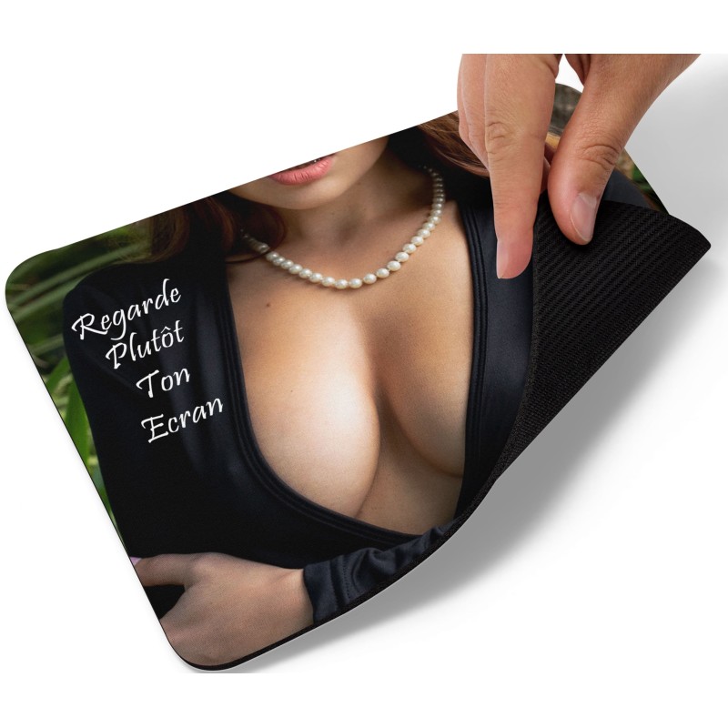 Tapis de souris sexy femme brune écran focus