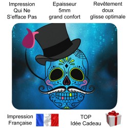 Tapis de souris tête de mort mexicaine couleurs vives