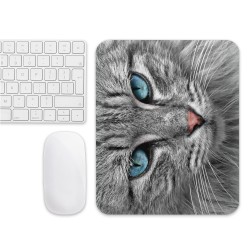 Tapis de souris chat gris yeux bleus pour enfants et adultes