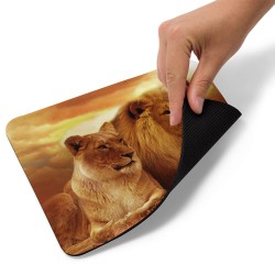 Tapis de souris lions au coucher de soleil