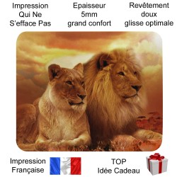 Tapis de souris lions au coucher de soleil