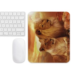 Tapis de souris lions au coucher de soleil