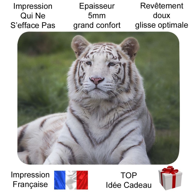 Tapis de souris tigre blanc majestueux en prairie