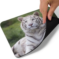 Tapis de souris tigre blanc majestueux en prairie