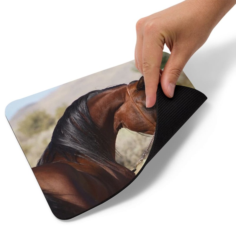Tapis de souris cheval marron luisant crinière noire
