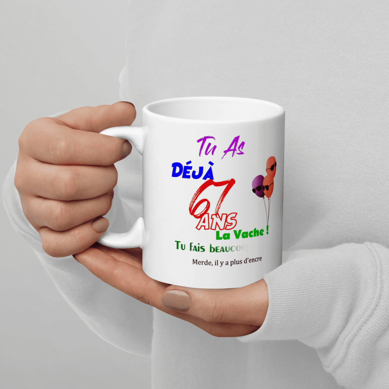 Tasse 67 ans idée cadeau pas chère mug anniversaire