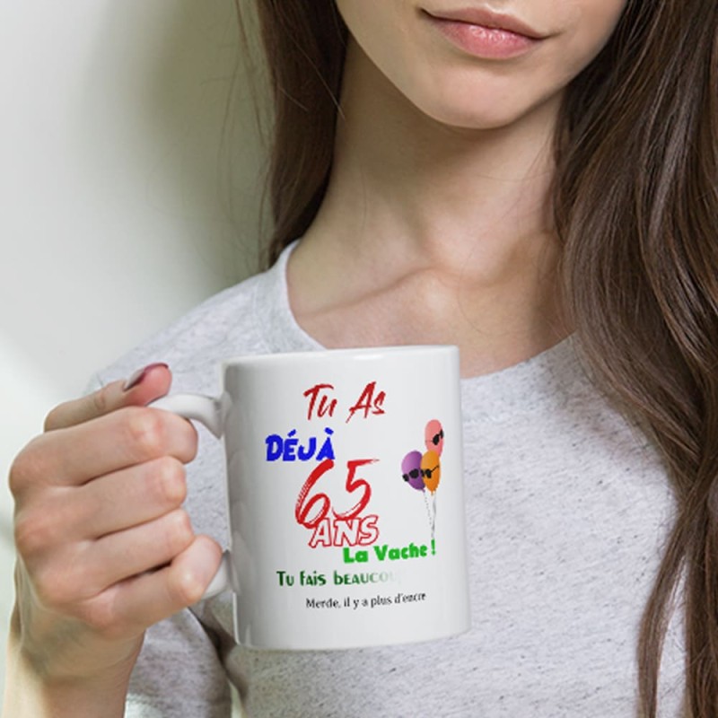 Tasse anniversaire 65 ans humour mug bougie