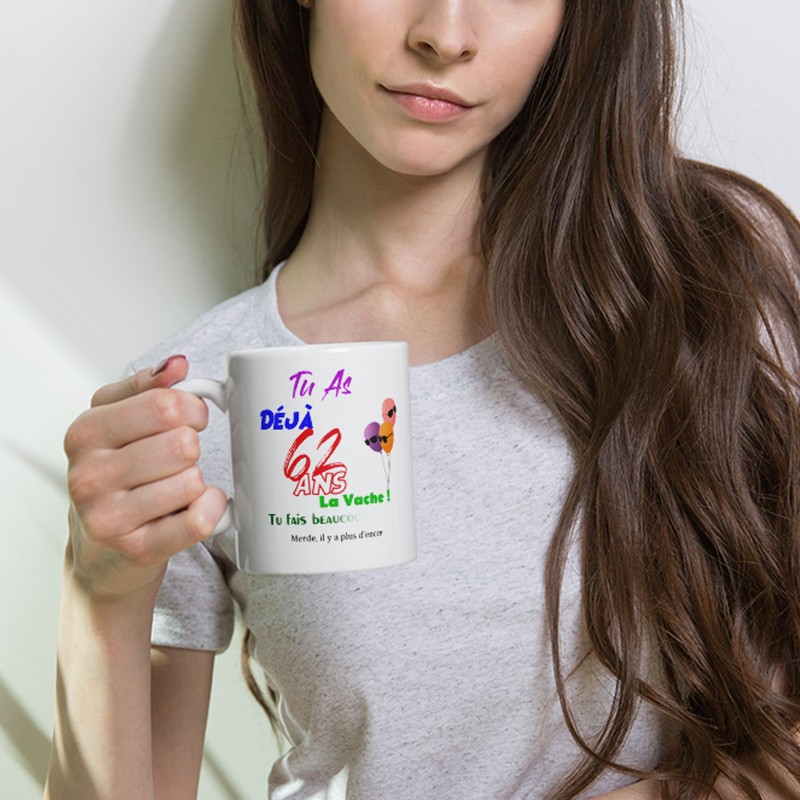 Tasse anniversaire 62 ans mug drôle bougie