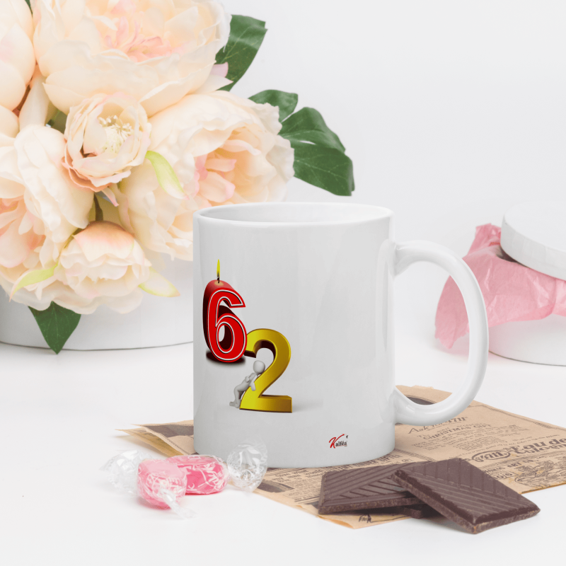 Tasse anniversaire 62 ans mug drôle bougie