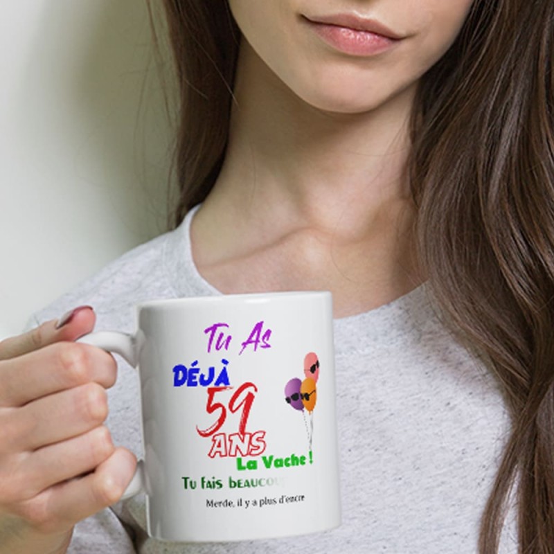 Mug 59 ans humour tasse anniversaire