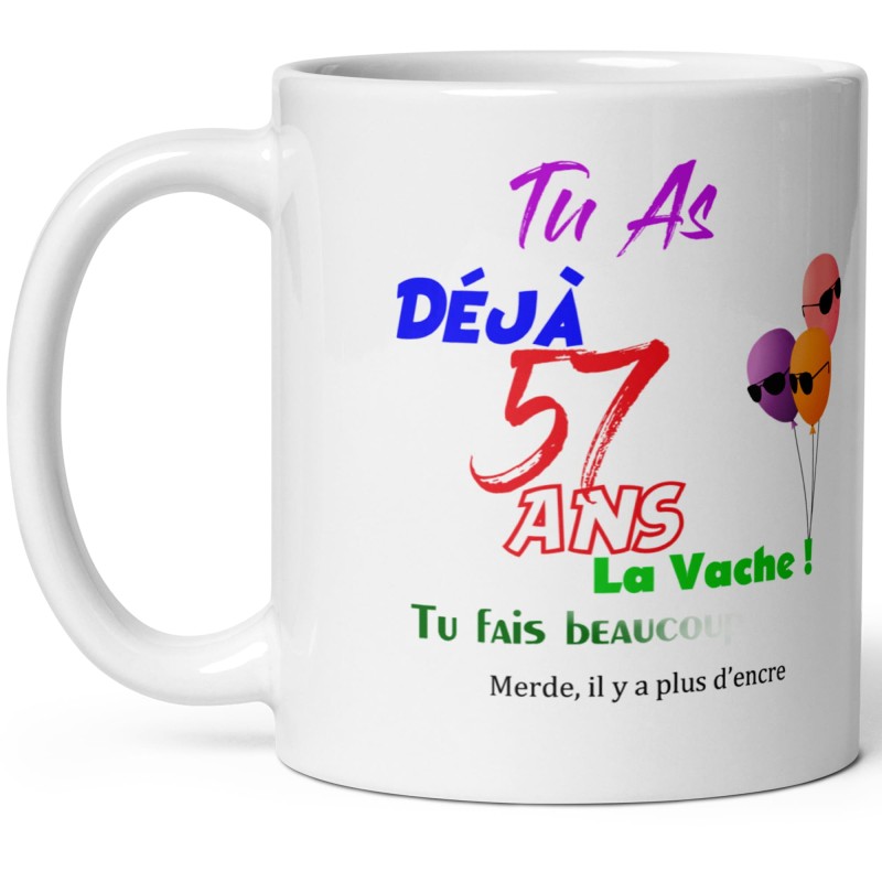 Mug anniversaire 57 ans effacé