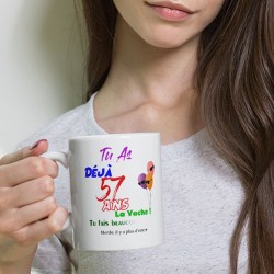 Mug anniversaire 57 ans tasse drôle visuel bougie