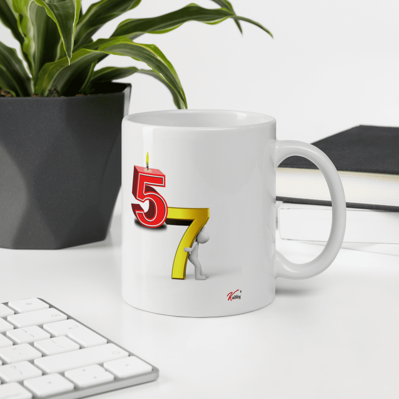 Mug anniversaire 57 ans tasse drôle visuel bougie