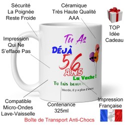 Mug 56 ans blague d’encre tasse anniversaire cadeau pas cher
