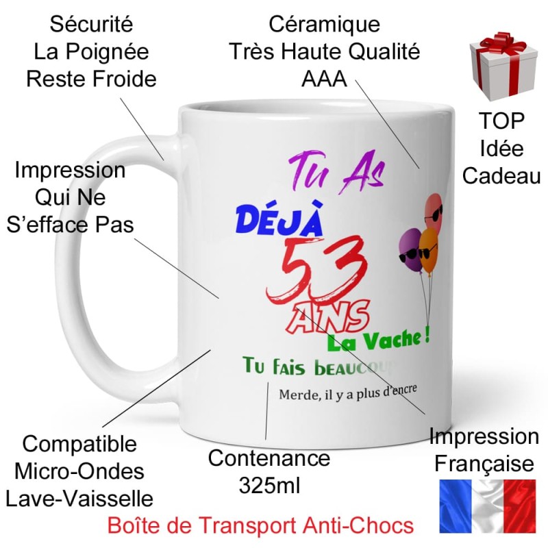 Mug 53 ans cadeau pas cher tasse anniversaire