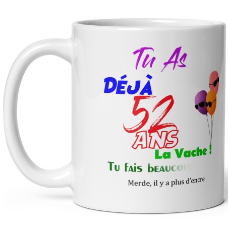 Mug anniversaire 52 ans effacé