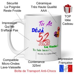 Mug anniversaire 52 ans idée cadeau pas chère tasse